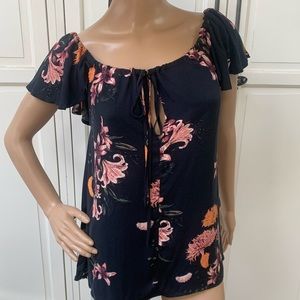 Knot Sisters flutter sleeve floral tie top